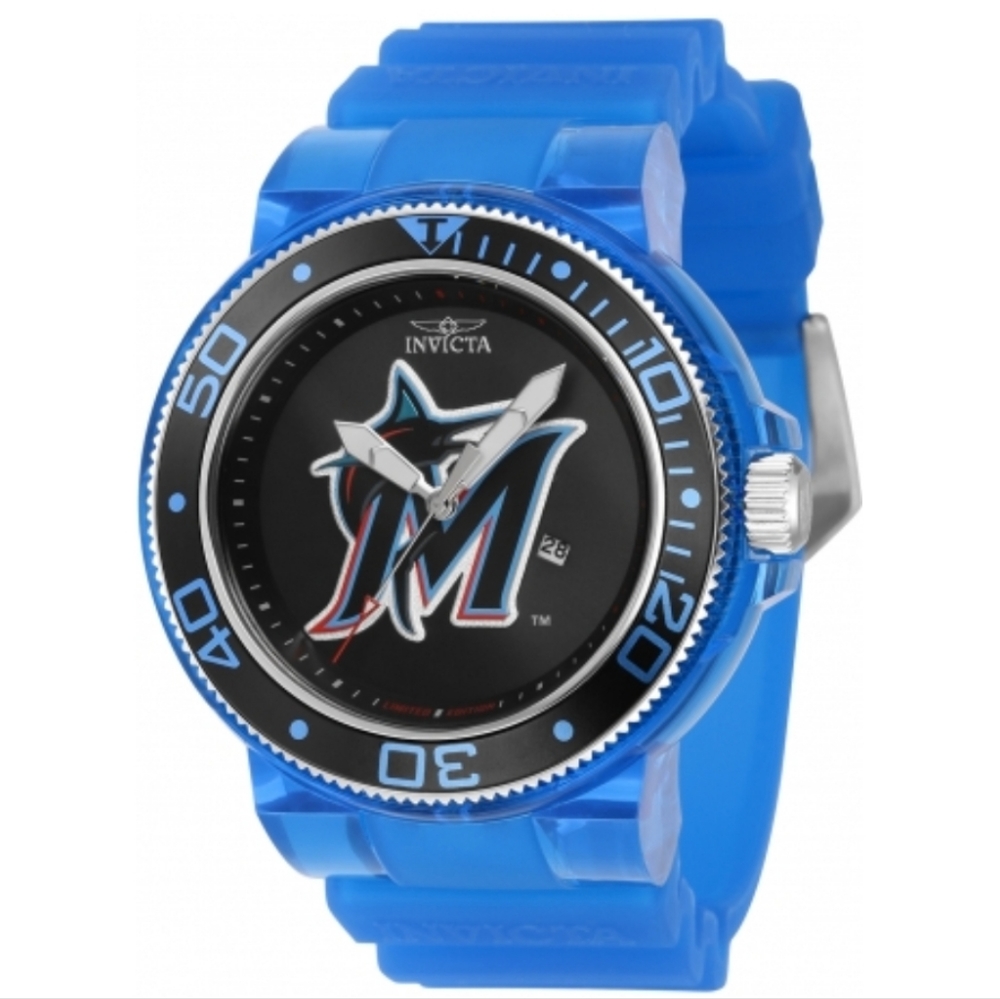 NEW Invicta MLB Miami Marlins Limited Edition Mens Watch, 51.5mm Case, Blue Band